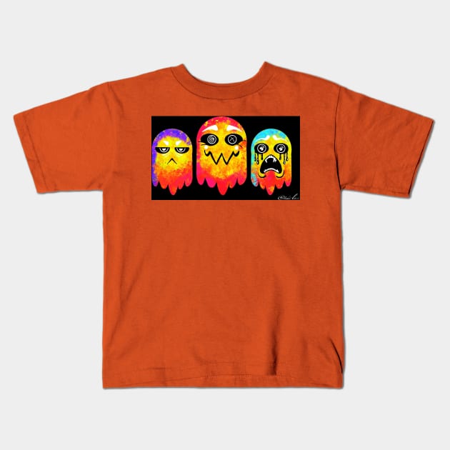 Spooked Ghosts (orange) Kids T-Shirt by RoseDesigns1995